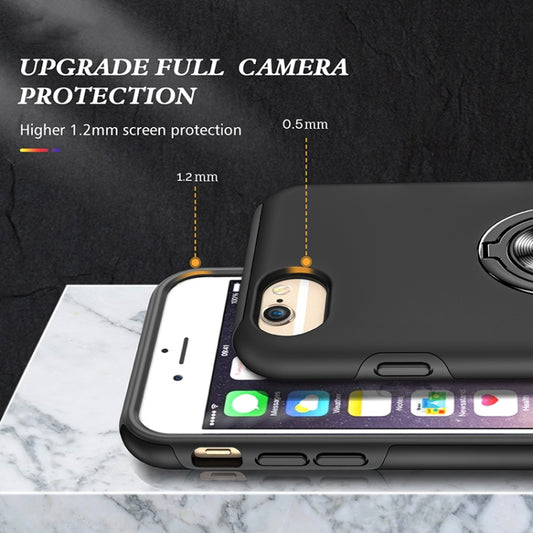 Hands-on view of magnetic ring holder case securing iPhone 7 in landscape mode