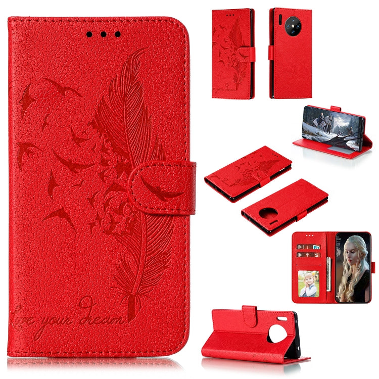 Feather Pattern Litchi Texture Horizontal Flip Leather Case with Holder & Wallet & Card Slots, For Huawei Mate 30, For Huawei Mate 30 Pro, For Huawei Mate 30 Lite / nova 5i Pro, For Xiaomi Redmi Note 8