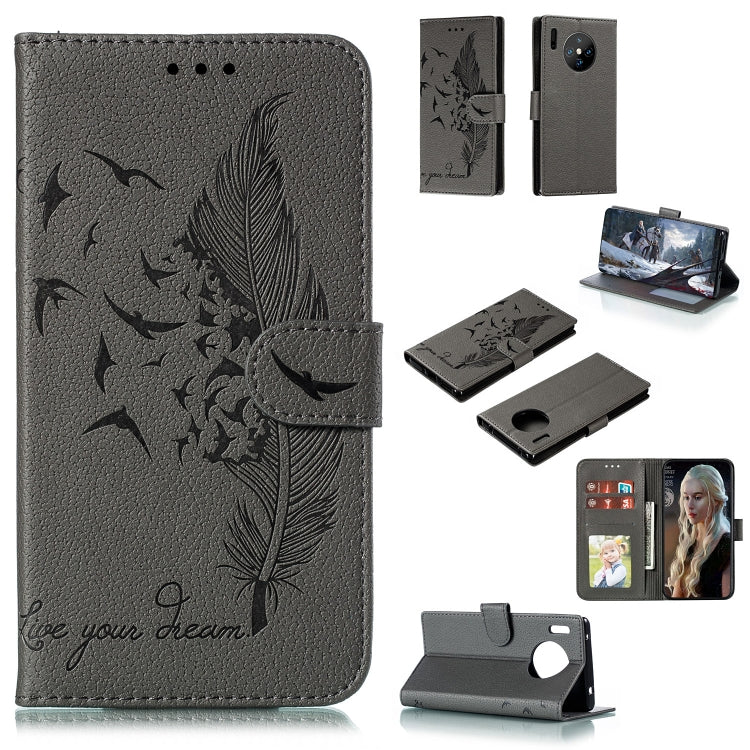 Feather Pattern Litchi Texture Horizontal Flip Leather Case with Holder & Wallet & Card Slots, For Huawei Mate 30, For Huawei Mate 30 Pro, For Huawei Mate 30 Lite / nova 5i Pro, For Xiaomi Redmi Note 8