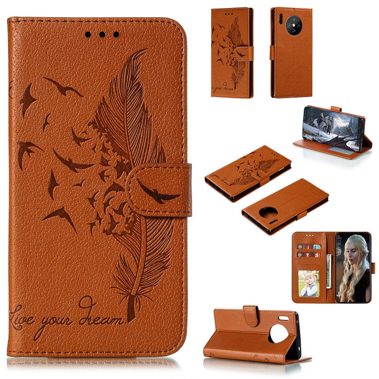 Feather Pattern Litchi Texture Horizontal Flip Leather Case with Holder & Wallet & Card Slots, For Huawei Mate 30, For Huawei Mate 30 Pro, For Huawei Mate 30 Lite / nova 5i Pro, For Xiaomi Redmi Note 8