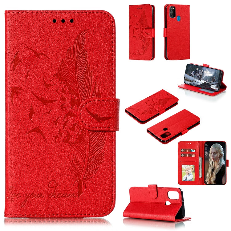 Feather Pattern Litchi Texture Horizontal Flip Leather Case with Holder & Wallet & Card Slots, For Xiaomi Redmi Note 8 Pro, For Galaxy A10s, For Galaxy A20s, For Galaxy M30s