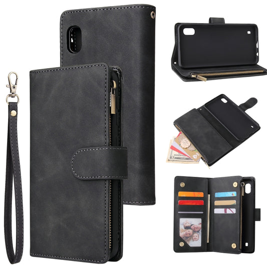Retro frosted leather Samsung Galaxy A10 A20e A40 flip case with card slots and holder