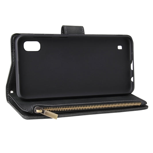 Card slot storage in premium leather flip cover for Galaxy A10 A20e A40