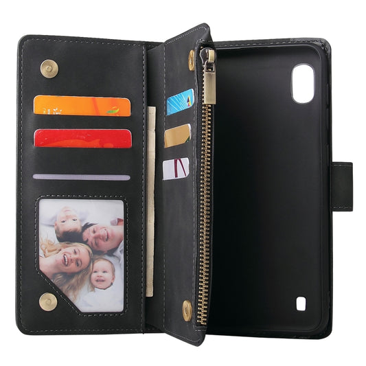 Lanyard strap detail on frosted leather Galaxy A10 A20e A40 flip wallet case