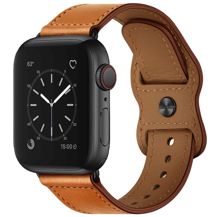Double Hole Leather Watchband For Apple Watch Series 6 & SE &, 5 & 4 44mm / 3 & 2 & 1 42mm, 5 & 4 40mm / 3 & 2 & 1 38mm