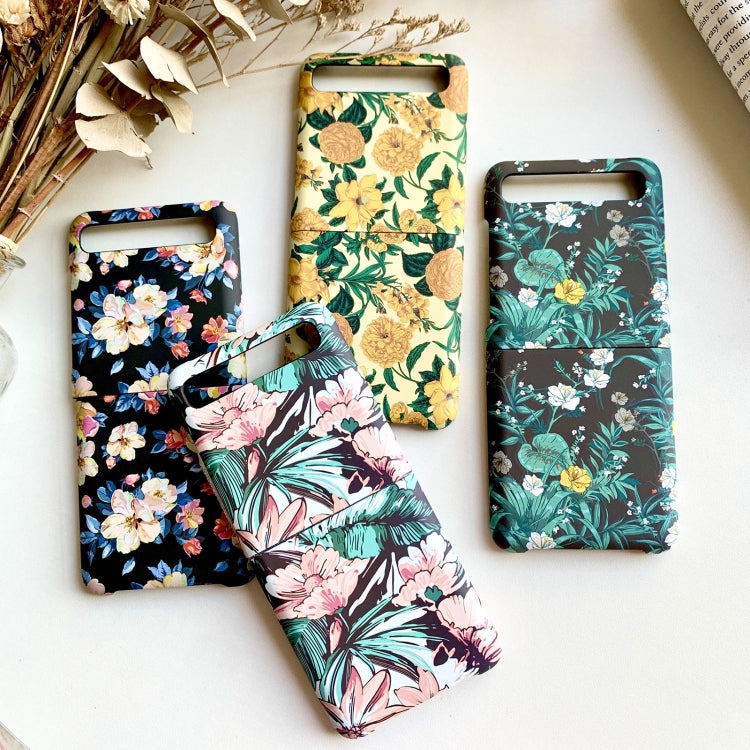 Floral Pattern Folding PC Protective Case, For Samsung Galaxy Z Flip 5G / 4G