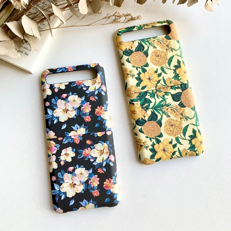 Floral Pattern Folding PC Protective Case, For Samsung Galaxy Z Flip 5G / 4G