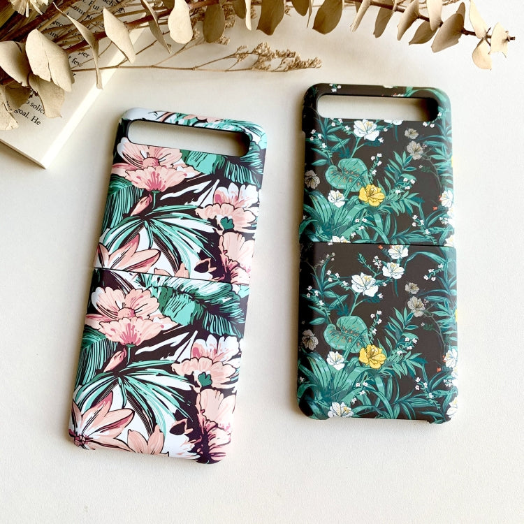 Floral Pattern Folding PC Protective Case, For Samsung Galaxy Z Flip 5G / 4G