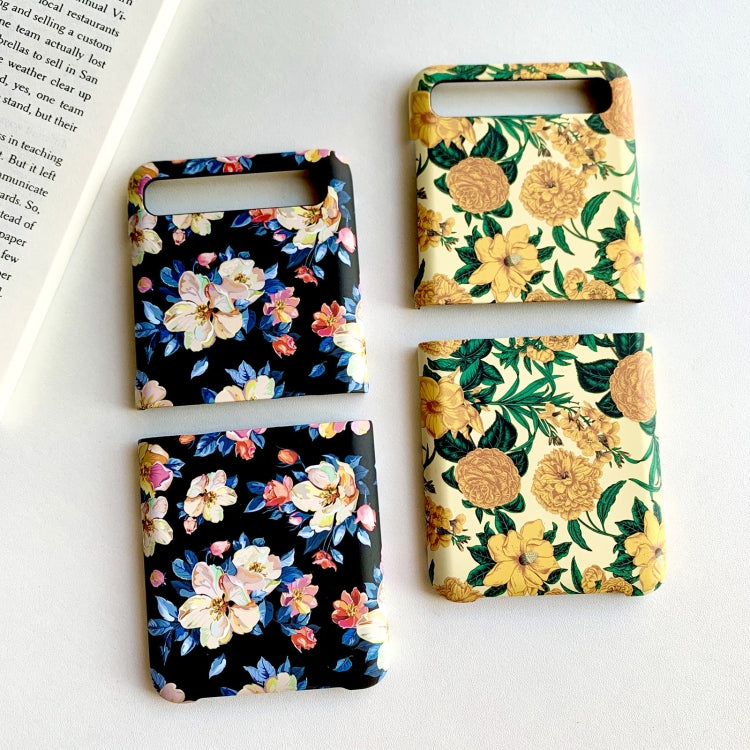 Floral Pattern Folding PC Protective Case, For Samsung Galaxy Z Flip 5G / 4G