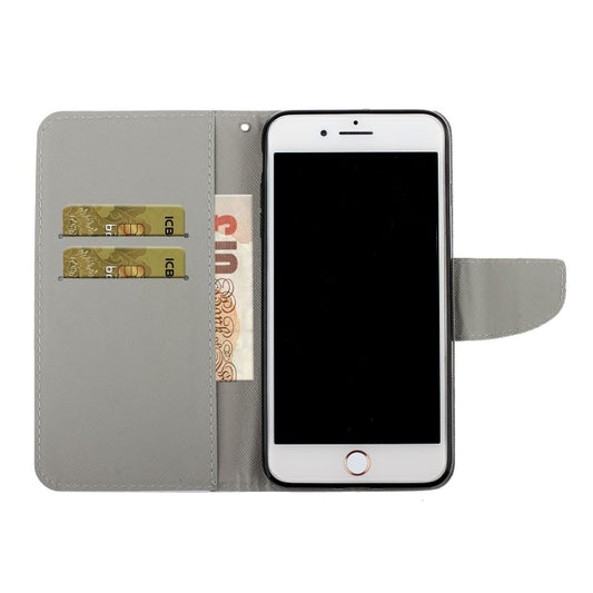 Back cover painted pattern leather case with card slots iPhone SE 2020