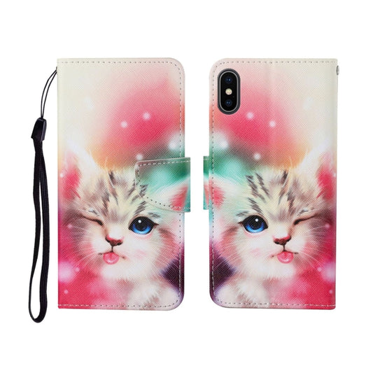 Painted pattern horizontal flip leather case for iPhone X with vibrant artistic design