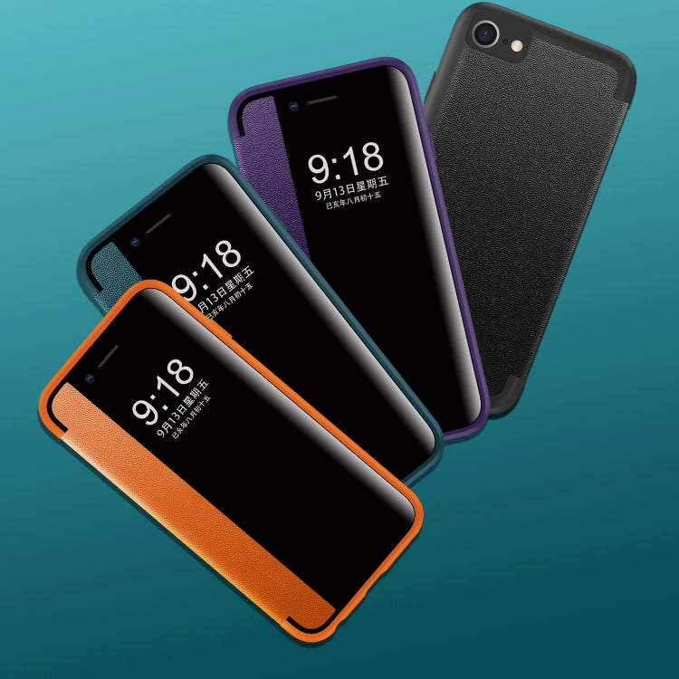 Magnetic Side Window View Shockproof Horizontal Flip Leather Case, For iPhone SE 2022 / SE 2020 / 8 / 7, For iPhone 11, For iPhone 11 Pro, For iPhone 11 Pro Max, For iPhone 12 mini, For iPhone 12 / 12 Pro, For iPhone 12 Pro Max