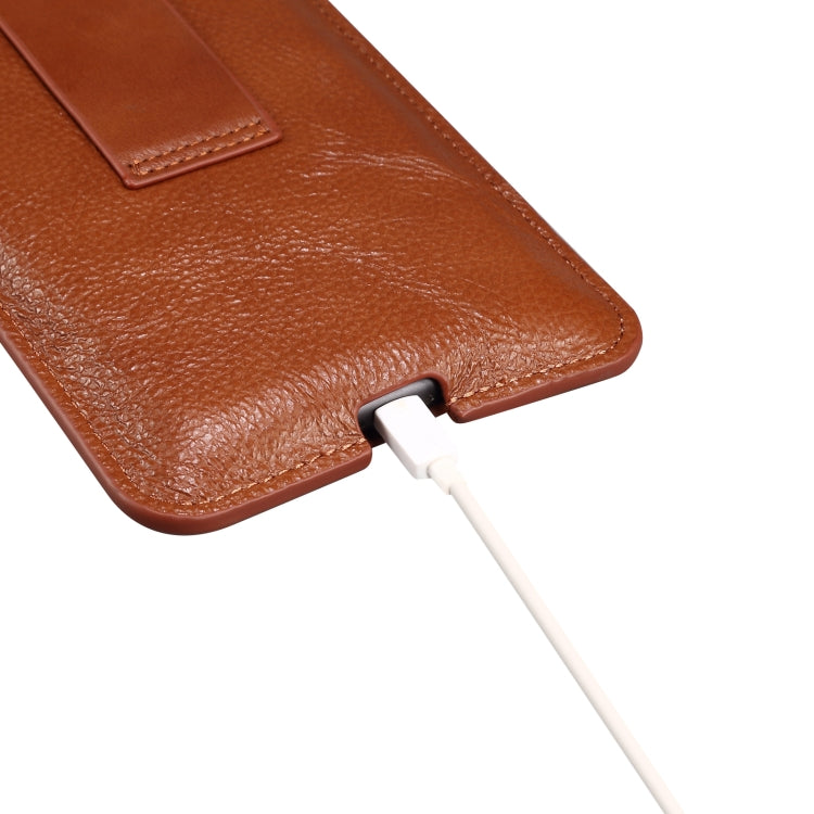 Universal Cow Leather Vertical Mobile Phone Leather Case Waist Bag For 6.1 inch and Below Phones, For 6.1 inch and Below Phones