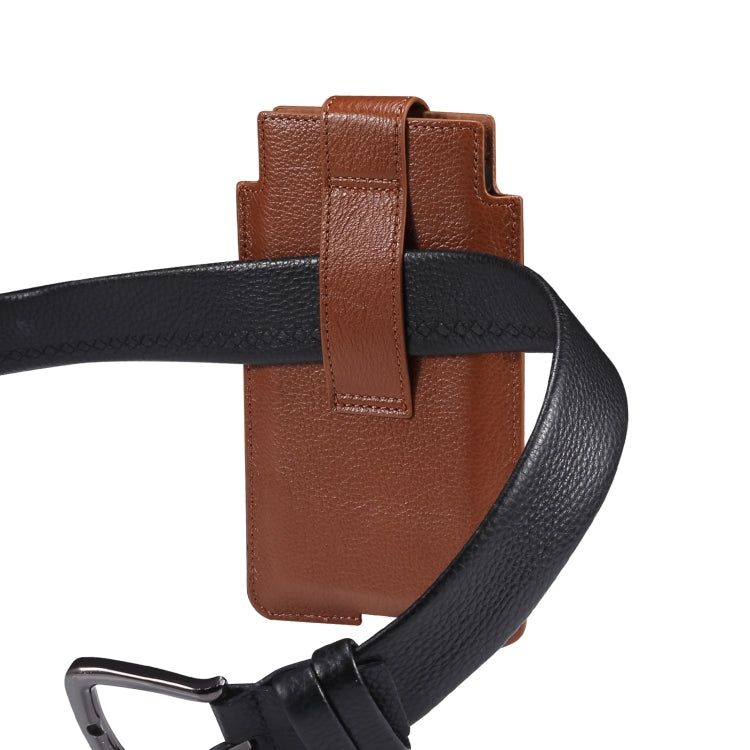 Universal Cow Leather Vertical Mobile Phone Leather Case Waist Bag For 6.1 inch and Below Phones, For 6.1 inch and Below Phones
