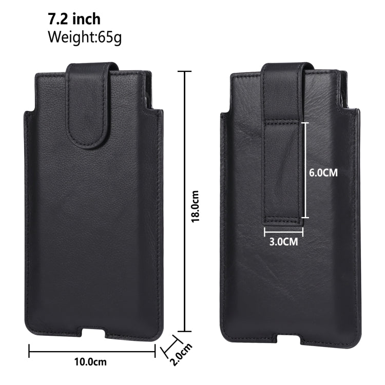 Universal Cow Leather Vertical Mobile Phone Leather Case Waist Bag For 7.2 inch and Below Phones, For 7.2 inch and Below Phones
