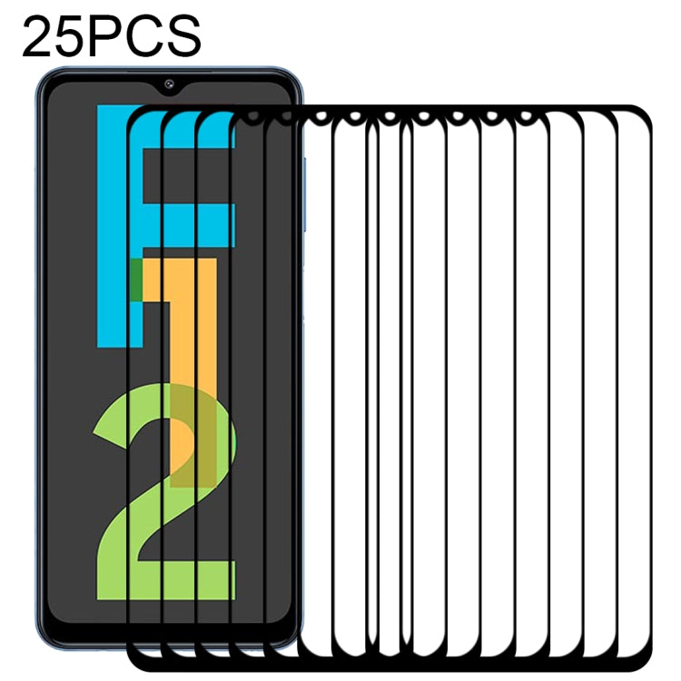 25 PCS Full Glue Full Screen Tempered Glass Film, For Samsung Galaxy F12 (25 PCS), For Samsung Galaxy F02s (25 PCS), For Samsung Galaxy Quantum 2 (25 PCS)