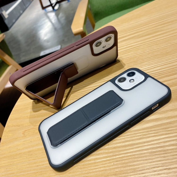 Skin Feel TPU + PC Shockproof Case with Wrist Strap Holder, For iPhone 12 / 12 Pro