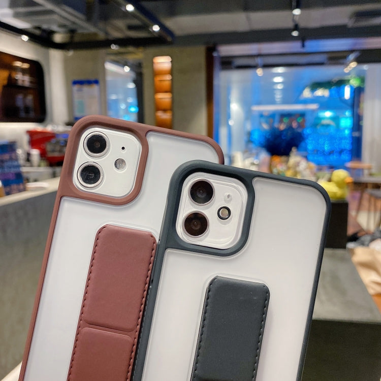 Skin Feel TPU + PC Shockproof Case with Wrist Strap Holder, For iPhone 12 / 12 Pro