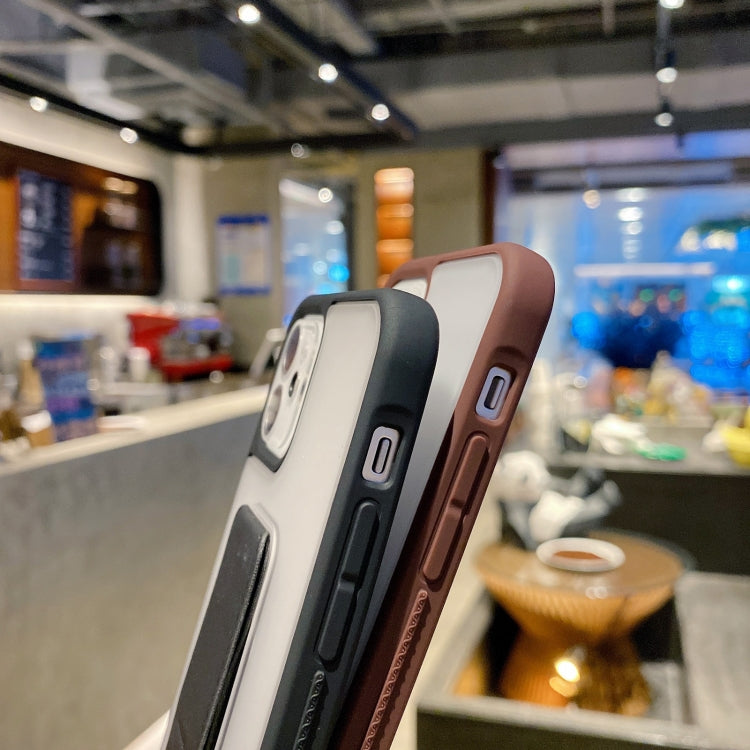 Skin Feel TPU + PC Shockproof Case with Wrist Strap Holder, For iPhone 12 / 12 Pro