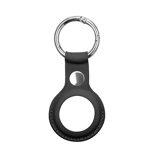 Premium cowhide leather AirTag 2nd Gen case with switchable keychain ring, anti-scratch protection