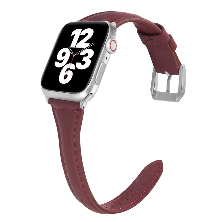 Universal T-shaped Thin Leather Watch Strap, For Apple Watch Series 7 45mm / 6 & SE & 5 & 4 44mm / 3 & 2 & 1 42mm, For Apple Watch Series 7 41mm / 6 & SE & 5 & 4 40mm / 3 & 2 & 1 38mm���������������������������������������������������������������������...