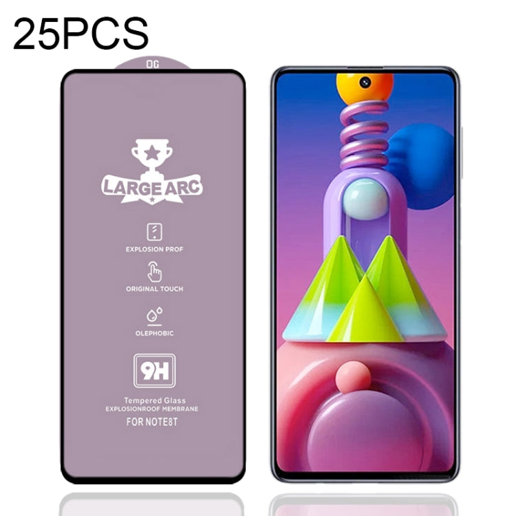 Lot de 25 films en verre trempé 9H HD à grand arc et haute teneur en alumine pour Samsung Galaxy S10 Lite (25 pièces), Samsung Galaxy M11 (25 pièces), Samsung Galaxy M21/M21 2021 (25 pièces), Samsung Galaxy M31 (25 pièces), Samsung Galaxy M31s (25 pièces)