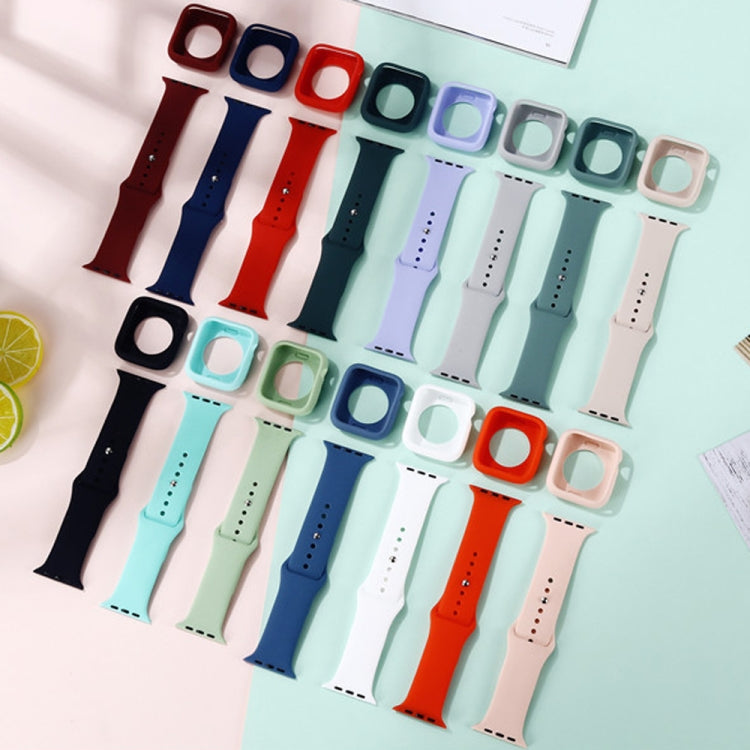 Silicone Replacement Strap Watchband + Watch Protective Case Set, For Apple Watch Series 7 41mm