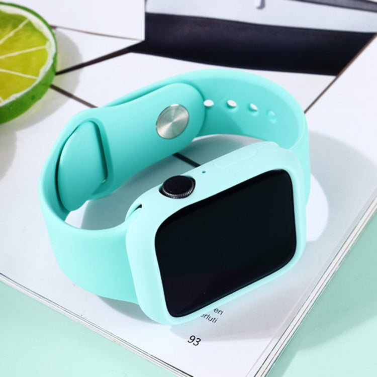 Silicone Replacement Strap Watchband + Watch Protective Case Set, For Apple Watch Series 7 41mm