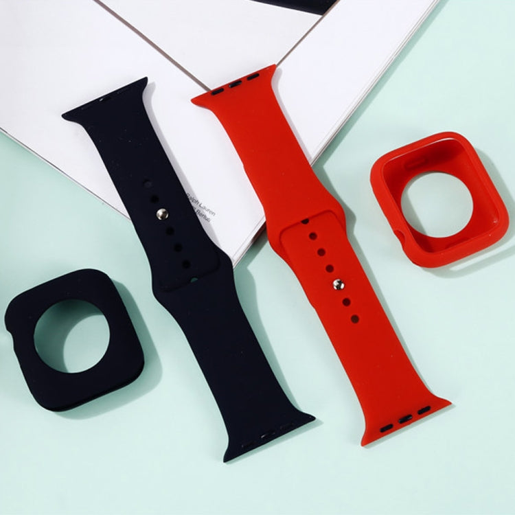 Silicone Replacement Strap Watchband + Watch Protective Case Set, For Apple Watch Series 7 45mm