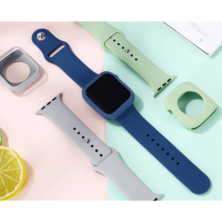 Silicone Replacement Strap Watchband + Watch Protective Case Set, For Apple Watch Series 7 45mm