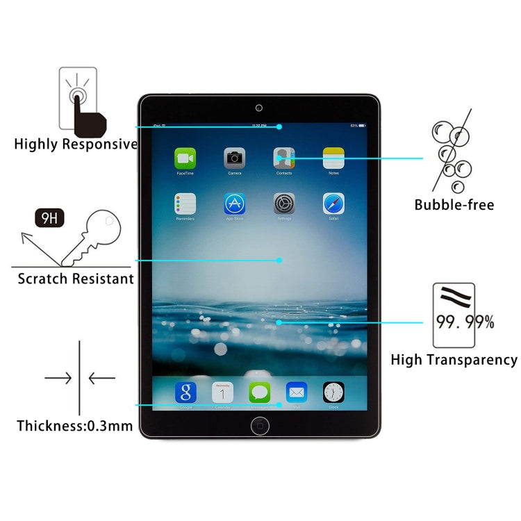 Film en verre trempé antidéflagrant 9H 2,5D pour iPad 9.7 2018/2017/Pro 9.7/Air 2/Air (1 pièce)