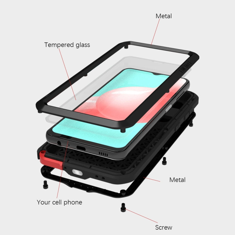 LOVE MEI Metal Shockproof Waterproof Dustproof Protective Case with Glass, For Samsung Galaxy A32 5G, For Samsung Galaxy A52 5G / 4G, For Samsung Galaxy S21 5G, For Samsung Galaxy A42