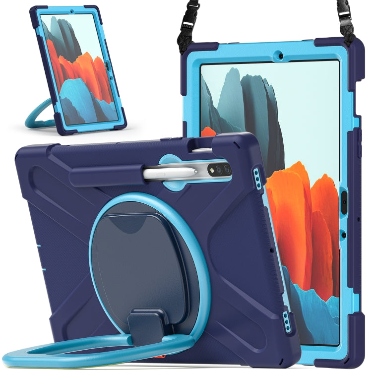 Silicone + PC Protective Case with Holder & Shoulder Strap, For Samsung Galaxy Tab S8 / Galaxy Tab S7 T870 / T875, For Samsung Galaxy Tab A7 10.4 (2020) T500 / T505, For iPad 9.7 inch (2018/2017), For Samsung Galaxy Tab A 8.0 (2019) T290 / T295
