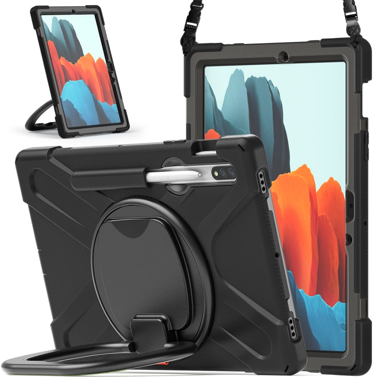 Silicone + PC Protective Case with Holder & Shoulder Strap, For Samsung Galaxy Tab S8 / Galaxy Tab S7 T870 / T875, For Samsung Galaxy Tab A7 10.4 (2020) T500 / T505, For iPad 9.7 inch (2018/2017), For Samsung Galaxy Tab A 8.0 (2019) T290 / T295