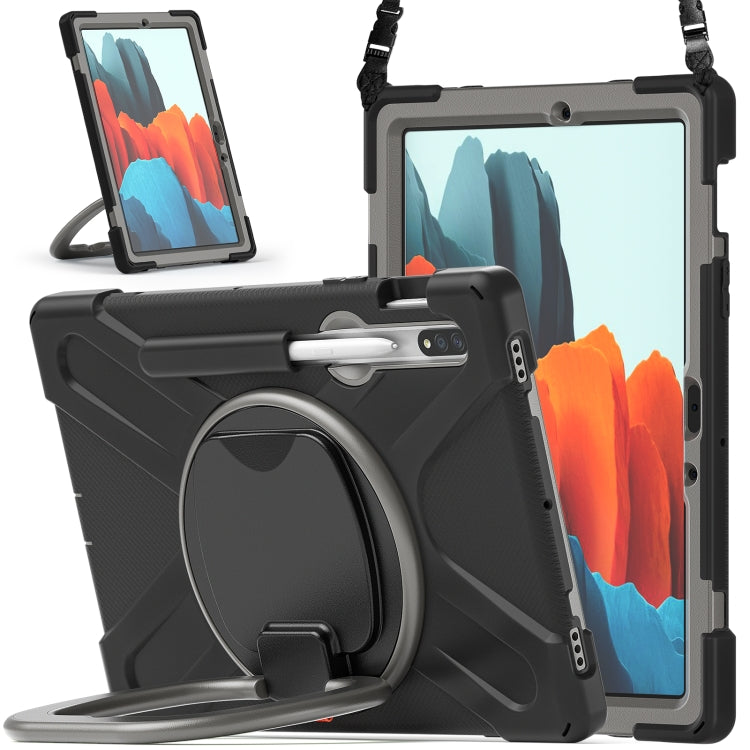 Silicone + PC Protective Case with Holder & Shoulder Strap, For Samsung Galaxy Tab S8 / Galaxy Tab S7 T870 / T875, For Samsung Galaxy Tab A7 10.4 (2020) T500 / T505, For iPad 9.7 inch (2018/2017), For Samsung Galaxy Tab A 8.0 (2019) T290 / T295