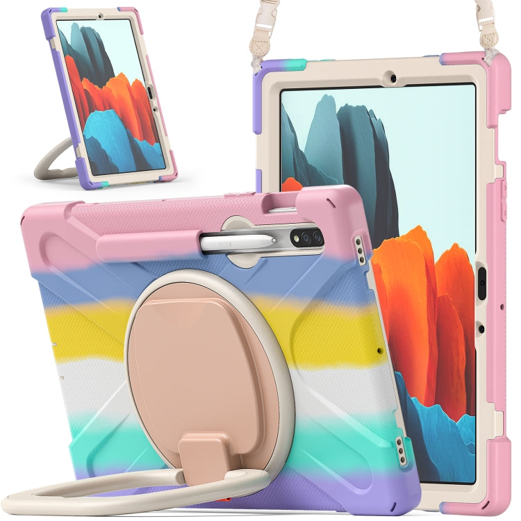 Silicone + PC Protective Case with Holder & Shoulder Strap, For Samsung Galaxy Tab S8 / Galaxy Tab S7 T870 / T875, For Samsung Galaxy Tab A7 10.4 (2020) T500 / T505, For iPad 9.7 inch (2018/2017)