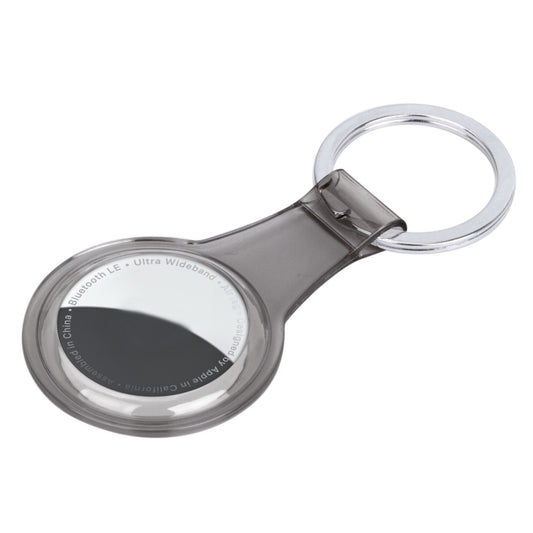 Clear TPU protective case for AirTag with keychain ring loop, shockproof design