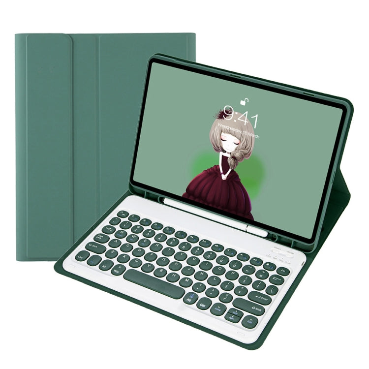 YT11B Detachable Candy Color Skin Feel Texture Round Keycap Bluetooth Keyboard Leather Case For iPad Air 4 2020 / Air 5 2022 / Pro 11 inch 2022 / 2021 / 2020 / 2018(White Ice), iPad 10.2 2020 & 2019 / Air 2019 / Pro 10.5 inch