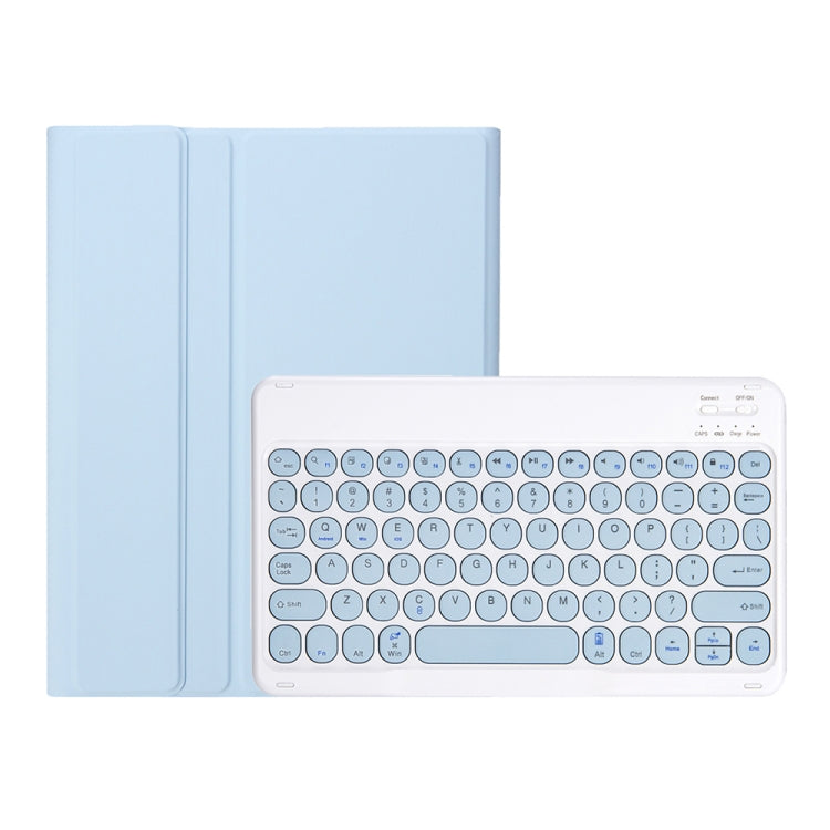 YT11B Detachable Candy Color Skin Feel Texture Round Keycap Bluetooth Keyboard Leather Case For iPad Air 4 2020 / Air 5 2022 / Pro 11 inch 2022 / 2021 / 2020 / 2018(White Ice), iPad 10.2 2020 & 2019 / Air 2019 / Pro 10.5 inch