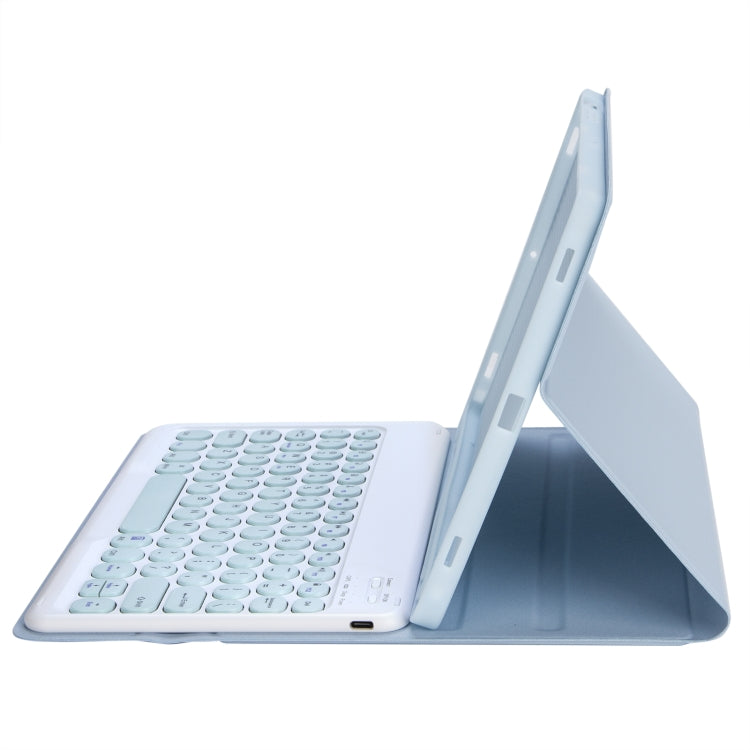 YT11B Detachable Candy Color Skin Feel Texture Round Keycap Bluetooth Keyboard Leather Case For iPad Air 4 2020 / Air 5 2022 / Pro 11 inch 2022 / 2021 / 2020 / 2018(White Ice), iPad 10.2 2020 & 2019 / Air 2019 / Pro 10.5 inch