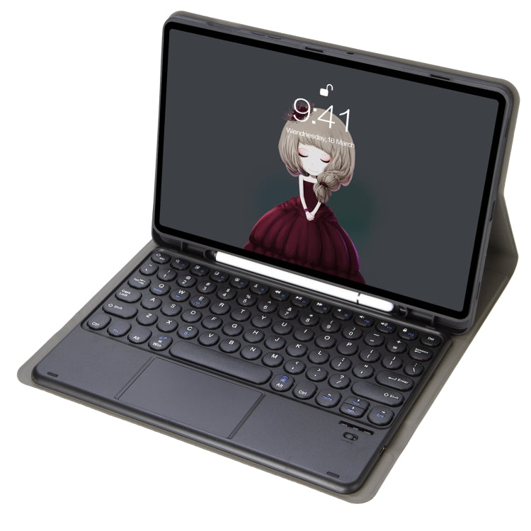 YA098B-A Detachable Lambskin Texture Round Keycap Bluetooth Keyboard Leather Case with Touch Control & Pen Slot & Stand, For iPad Air 5 / 4 10.9 inch 2020 / Pro 11 inch 2020 / 2018, For iPad 10.2 (2020) & (2019) / Air 3 10.5 inch / Pro 10.5 inch�������...