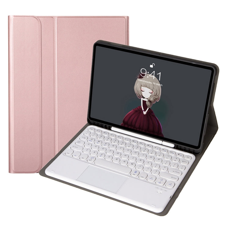 YA098B-A Detachable Lambskin Texture Round Keycap Bluetooth Keyboard Leather Case with Touch Control & Pen Slot & Stand, For iPad Air 5 / 4 10.9 inch 2020 / Pro 11 inch 2020 / 2018, For iPad 10.2 (2020) & (2019) / Air 3 10.5 inch / Pro 10.5 inch�������...