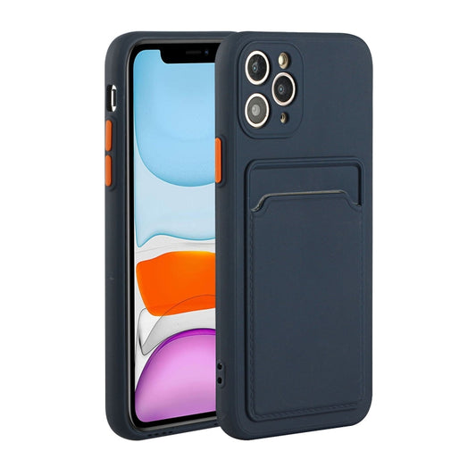 Card slot shockproof TPU protective case for iPhone 12 mini in black