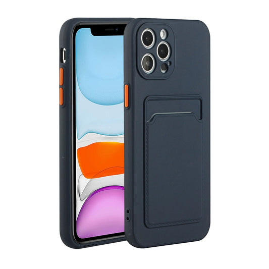 iPhone 12 Pro Max shockproof TPU case with card slot design in black