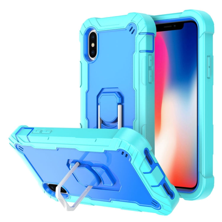 PC + Rubber 3-layers Shockproof Protective Case with Rotating Holder, For iPhone XS / X, For iPhone XR