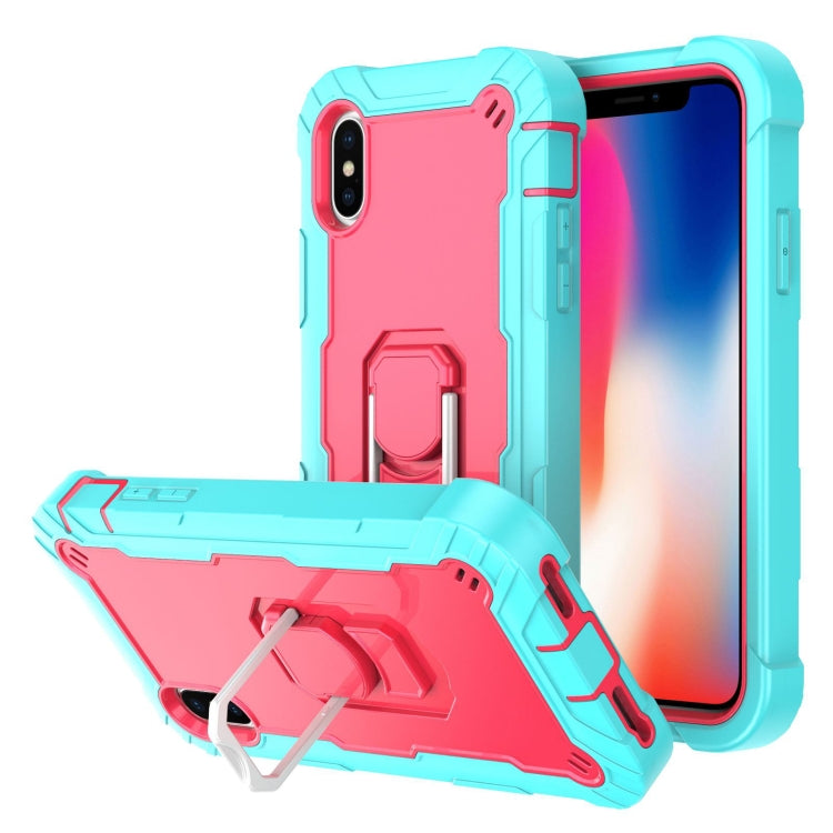 PC + Rubber 3-layers Shockproof Protective Case with Rotating Holder, For iPhone XS / X, For iPhone XR