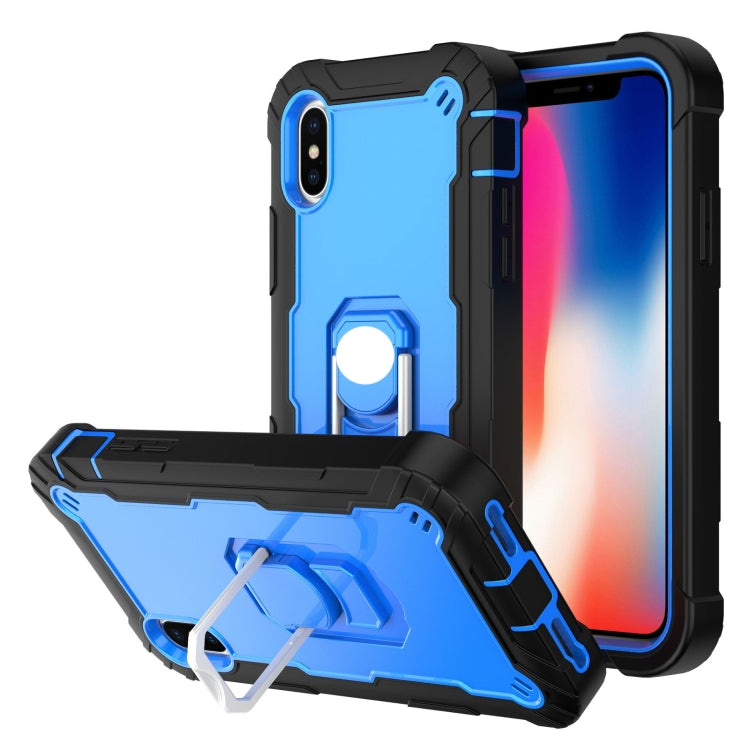 PC + Rubber 3-layers Shockproof Protective Case with Rotating Holder, For iPhone XS / X, For iPhone XR
