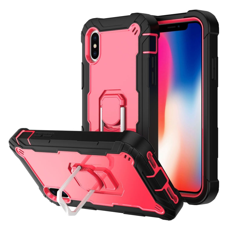 PC + Rubber 3-layers Shockproof Protective Case with Rotating Holder, For iPhone XS / X, For iPhone XR