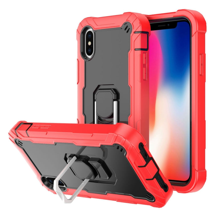 PC + Rubber 3-layers Shockproof Protective Case with Rotating Holder, For iPhone XS / X, For iPhone XR