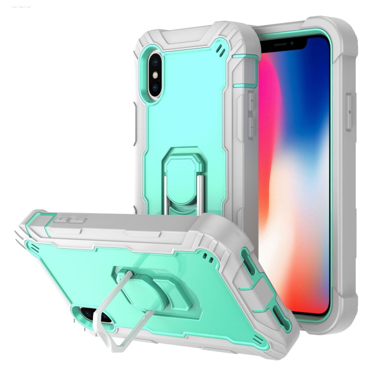 PC + Rubber 3-layers Shockproof Protective Case with Rotating Holder, For iPhone XS / X, For iPhone XR